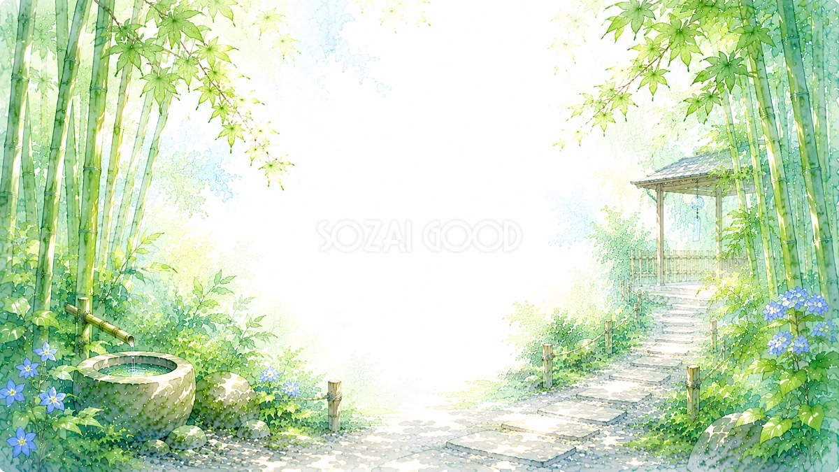 竹林の小径背景【無料・高画質PNG】和風・夏の竹林93211