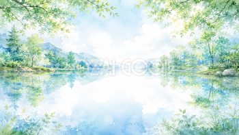 湖のリフレクション背景【無料・高画質PNG】93221