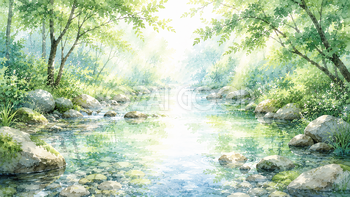 小川のせせらぎ背景【無料・高画質PNG】93223