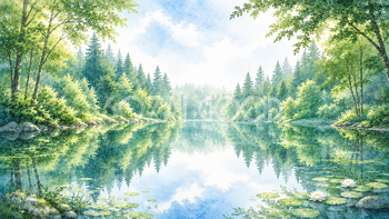 森林リフレクション背景【無料・高画質PNG】93227