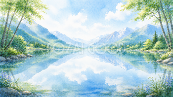 山と湖背景【無料・高画質PNG】93230