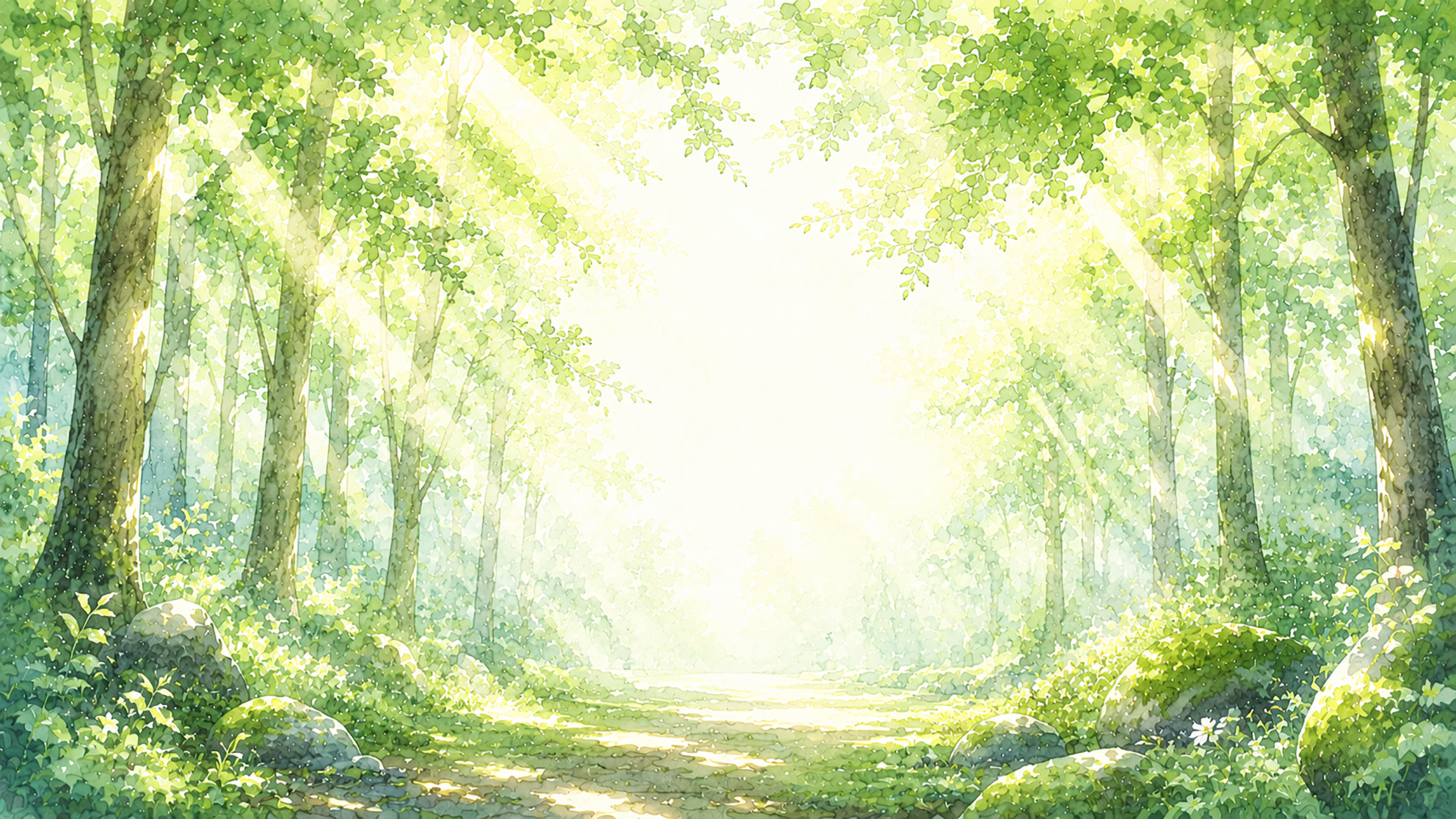 森林浴 木漏れ日背景【無料・高画質PNG】森の癒やしイラスト93239に写真・文字を入れる