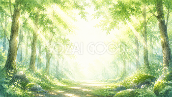 森林浴 木漏れ日背景【無料・高画質PNG】森の癒やしイラスト93239