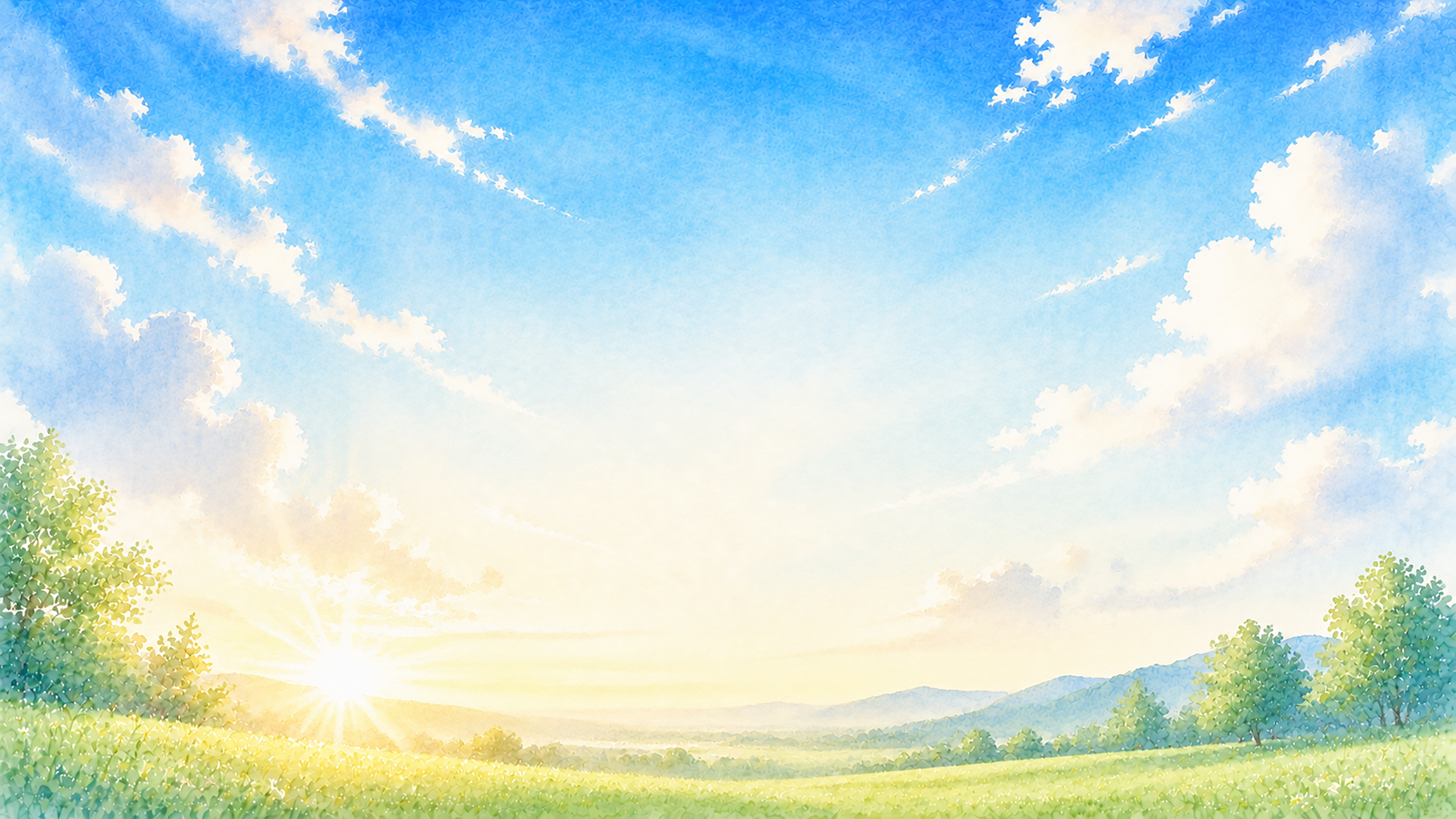 朝の青空背景【無料・高画質PNG】朝日が輝く空のイラスト93256に写真・文字を入れる