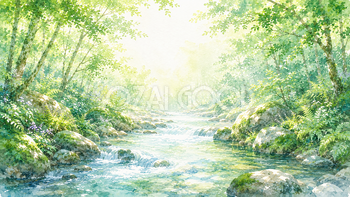 森の渓流 森林浴・癒やし背景【無料・高画質PNG】93261