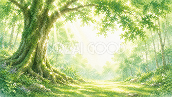 大木と森林浴背景【無料・高画質PNG】癒やしの自然イラスト93264
