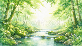 森林の小川 森林浴・癒やし背景【無料・高画質PNG】93265