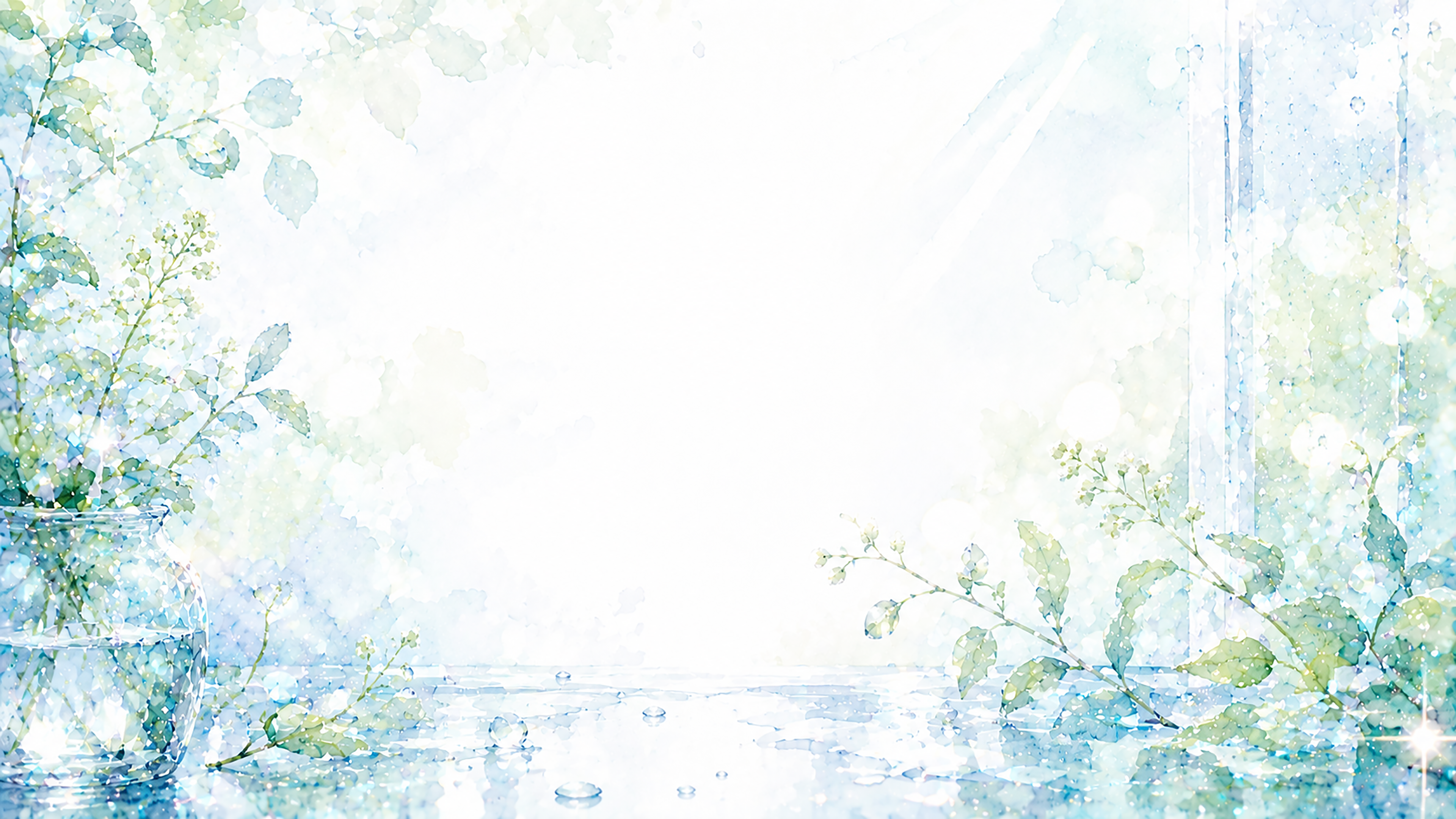 朝露と透明感背景【無料・高画質PNG】爽やかな朝を描く水彩背景93291に写真・文字を入れる