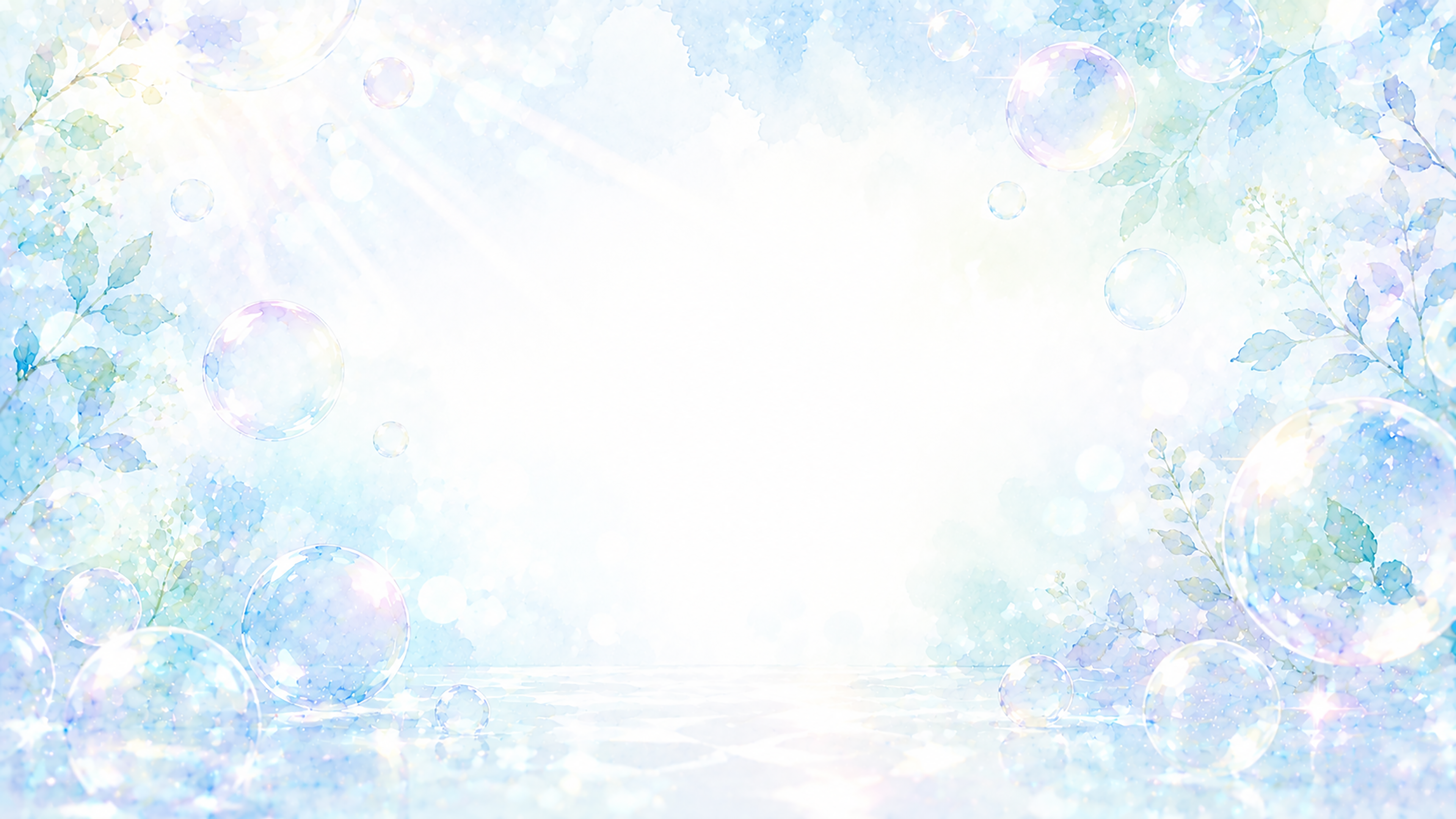 シャボン玉と光背景【無料・高画質PNG】幻想的な透明感の水彩イラスト93294に写真・文字を入れる