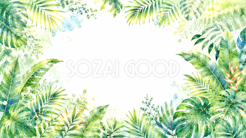 リゾートガーデンリーフ背景【無料・高画質PNG】南国植物デザイン93308