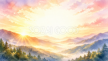 山と朝日【無料・高画質PNG】93314