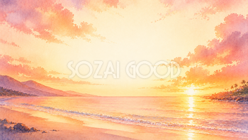 海辺の夕焼け【無料・高画質PNG】93317