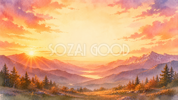 山の夕焼け【無料・高画質PNG】93319