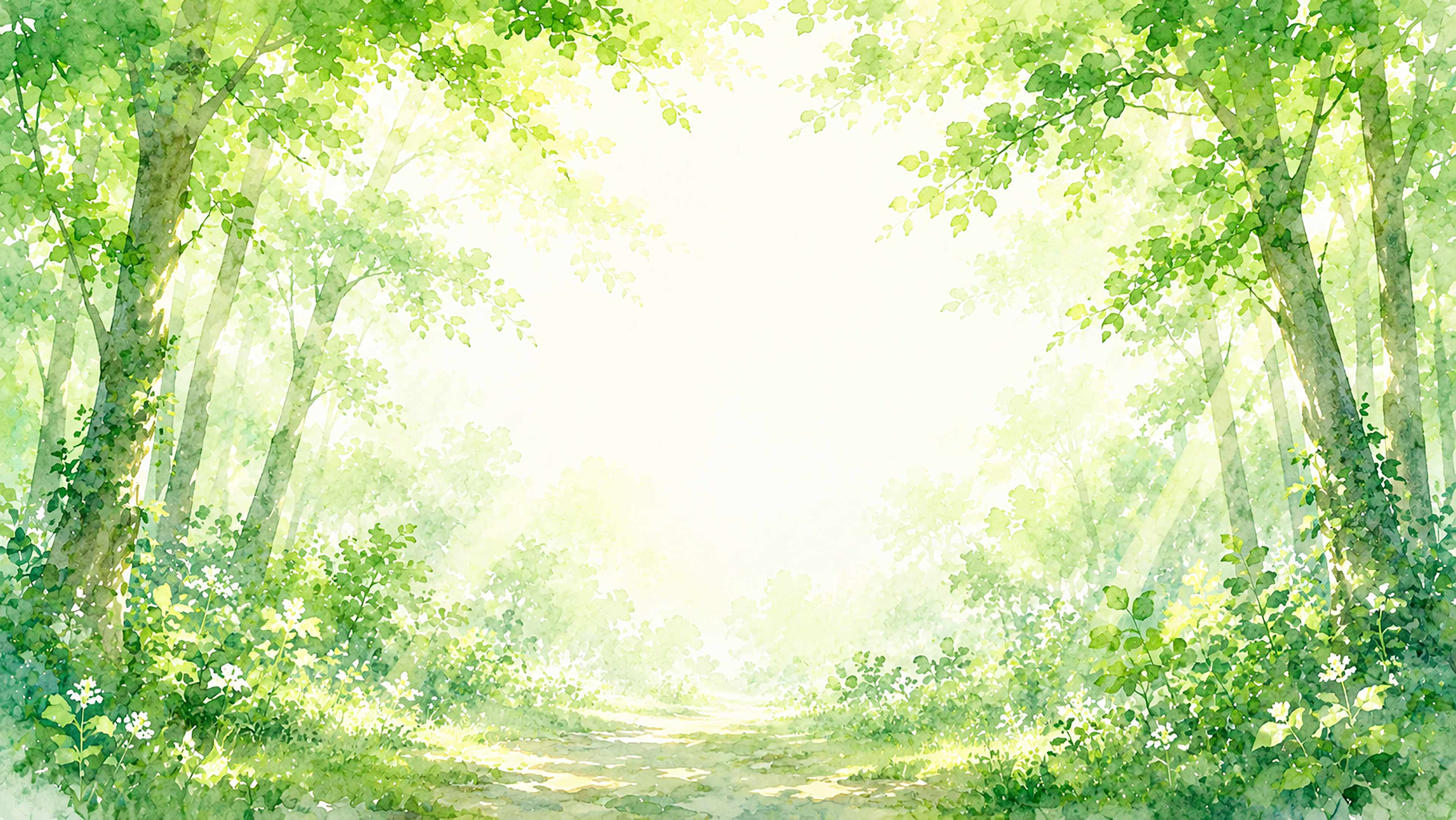 グリーンフォレスト背景・フレーム【無料・高画質PNG】森・自然イラスト93326に写真・文字を入れる