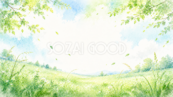 草原の風背景・フレーム【無料・高画質PNG】草原・自然イラスト93329