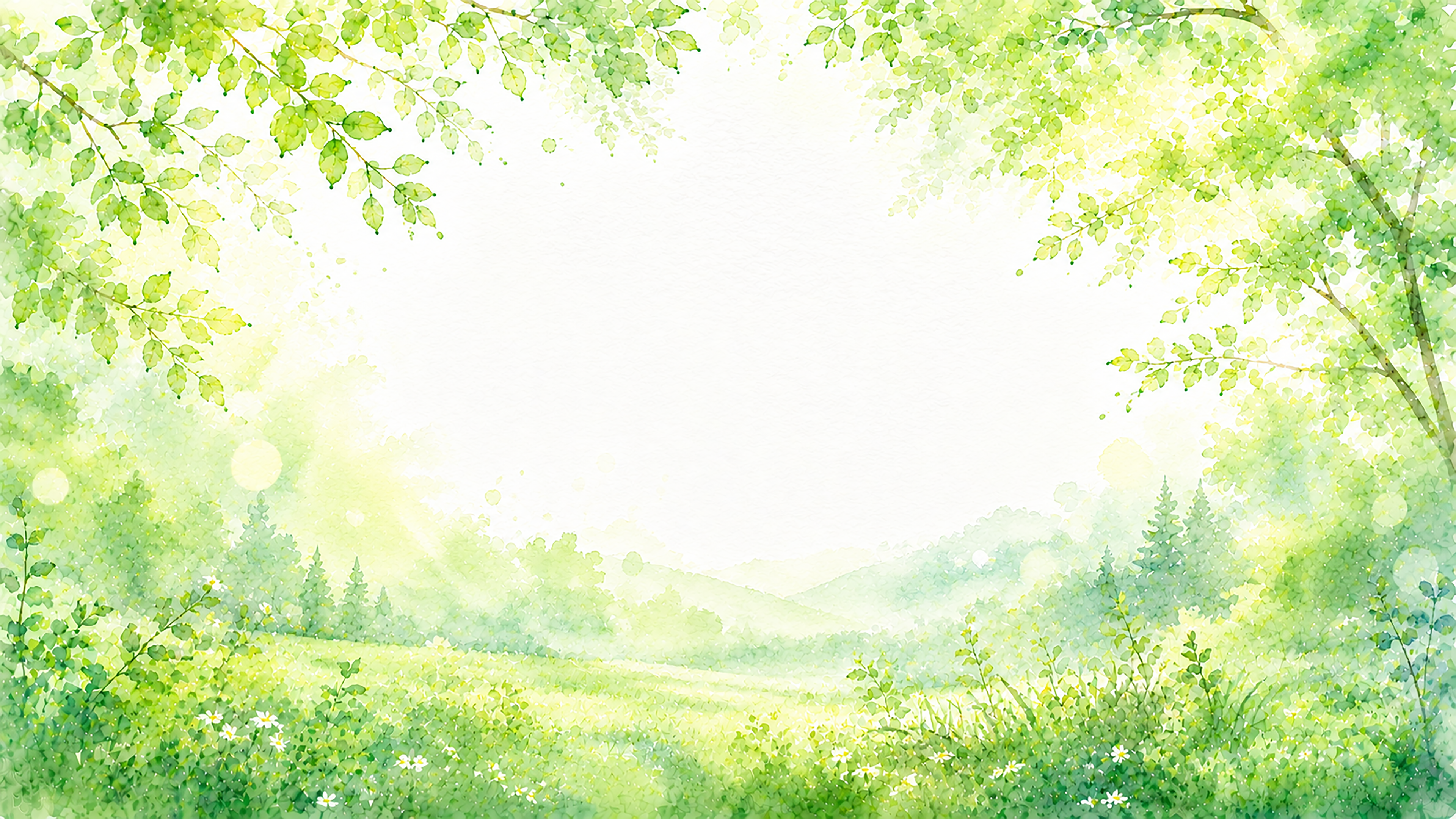 ナチュラルグリーン背景・フレーム【無料・高画質PNG】木漏れ日・ボタニカル・自然イラスト93336に写真・文字を入れる
