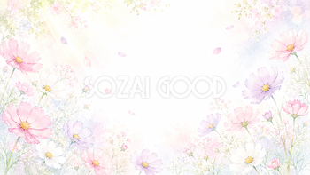 パステルコスモス背景・フレーム【無料・高画質PNG】93355