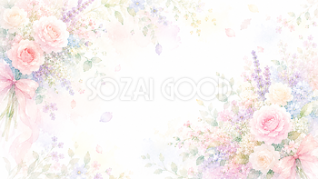パステルブーケ背景・フレーム【無料・高画質PNG】93358