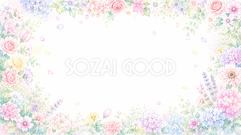 パステルフラワーフレーム背景【無料・高画質PNG】93359