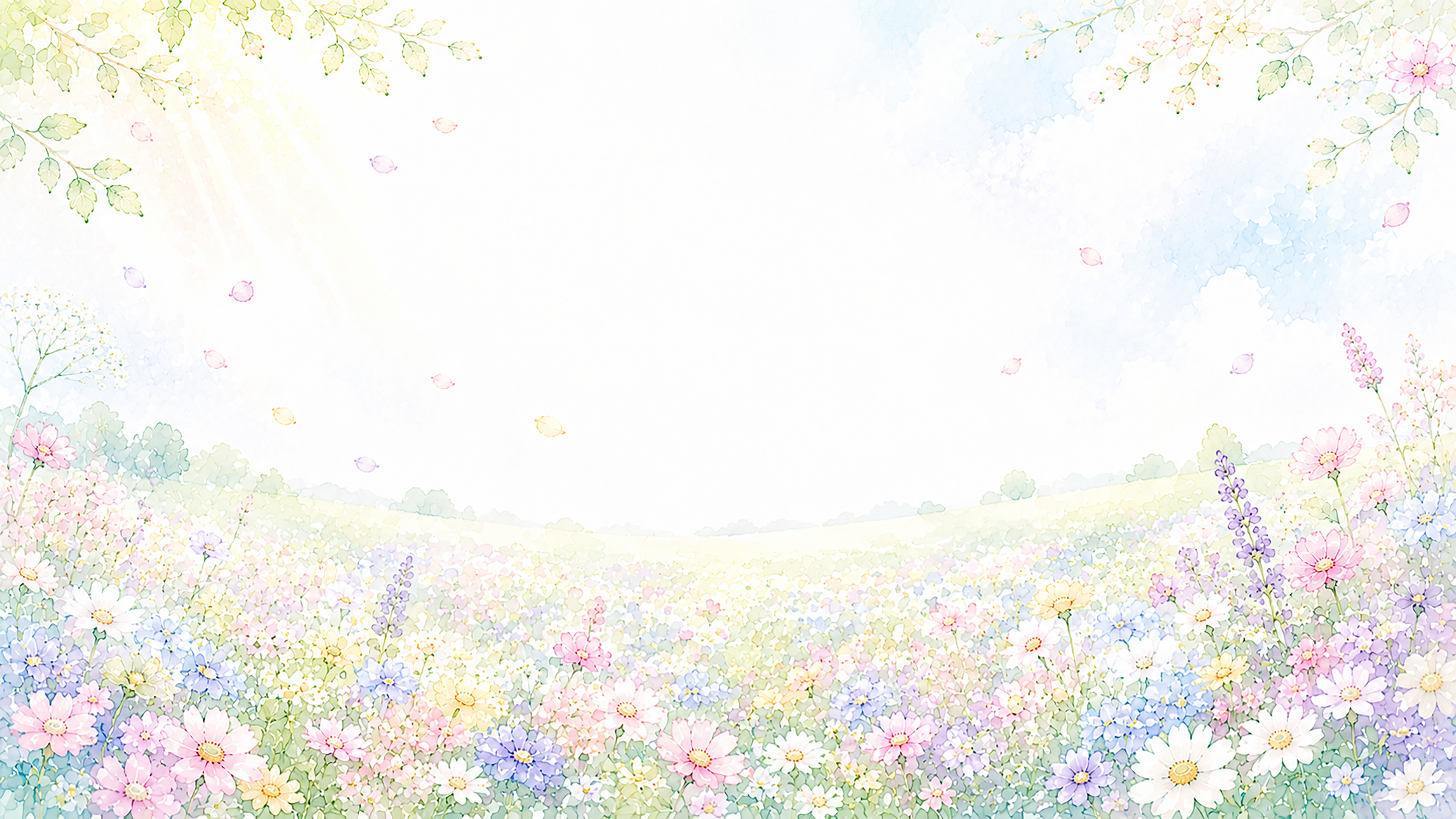 パステル花畑背景・フレーム【無料・高画質PNG】93360に写真・文字を入れる