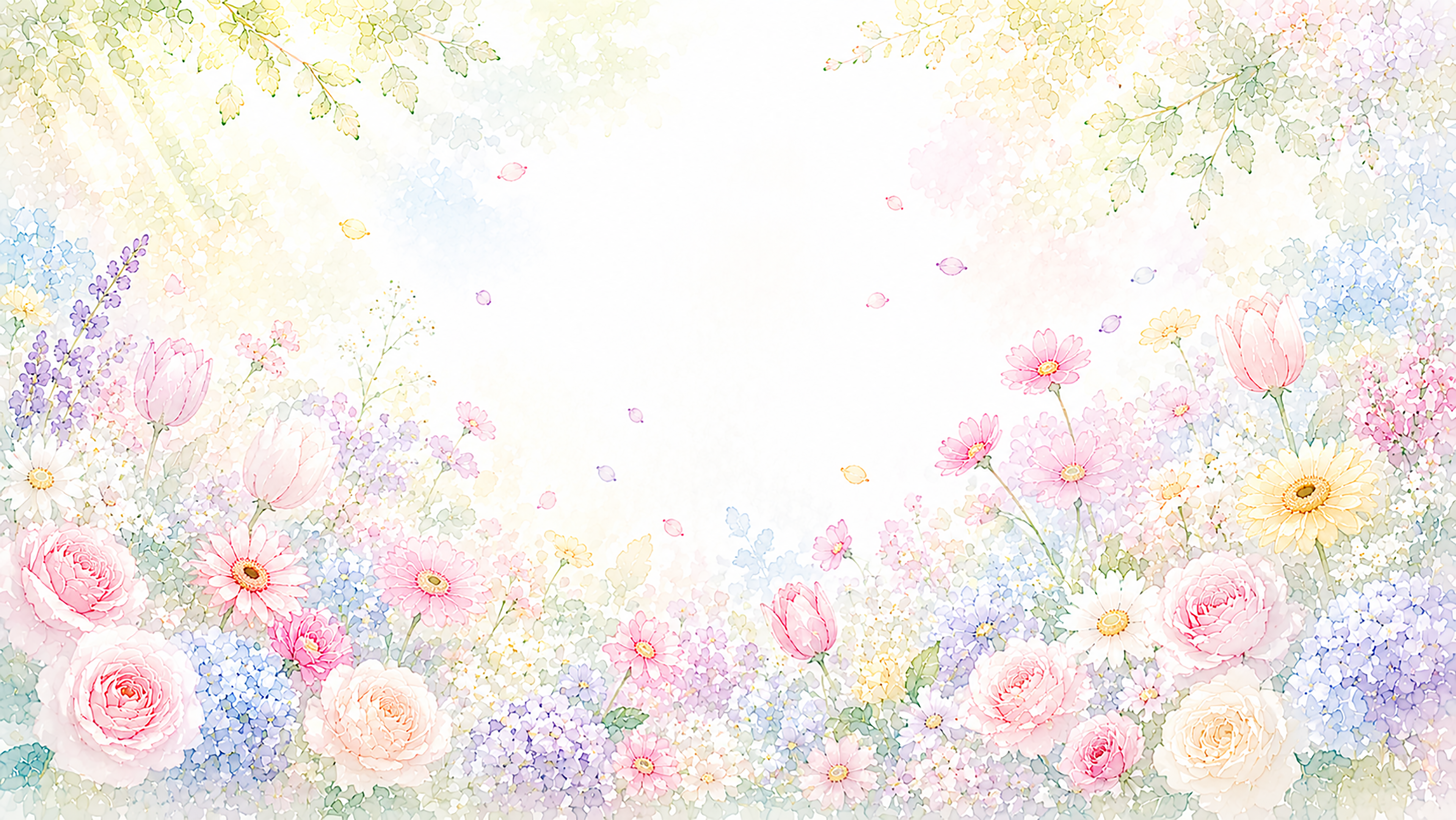 パステルフラワー背景・フレーム【無料・高画質PNG】93362に写真・文字を入れる