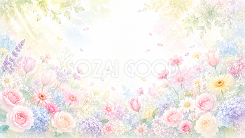 パステルフラワー背景・フレーム【無料・高画質PNG】93362
