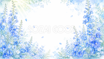 デルフィニウム背景・フレーム【無料・高画質PNG】青い花イラスト93367