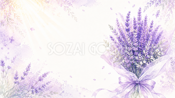 ラベンダーブーケ背景・フレーム【無料・高画質PNG】ウェディング・花背景イラスト93391