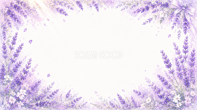 ラベンダーフレーム背景【無料・高画質PNG】花フレーム・ボタニカル背景イラスト93392