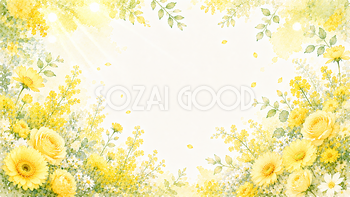 イエローフラワー背景・フレーム【無料・高画質PNG】おしゃれな花フレーム素材93414