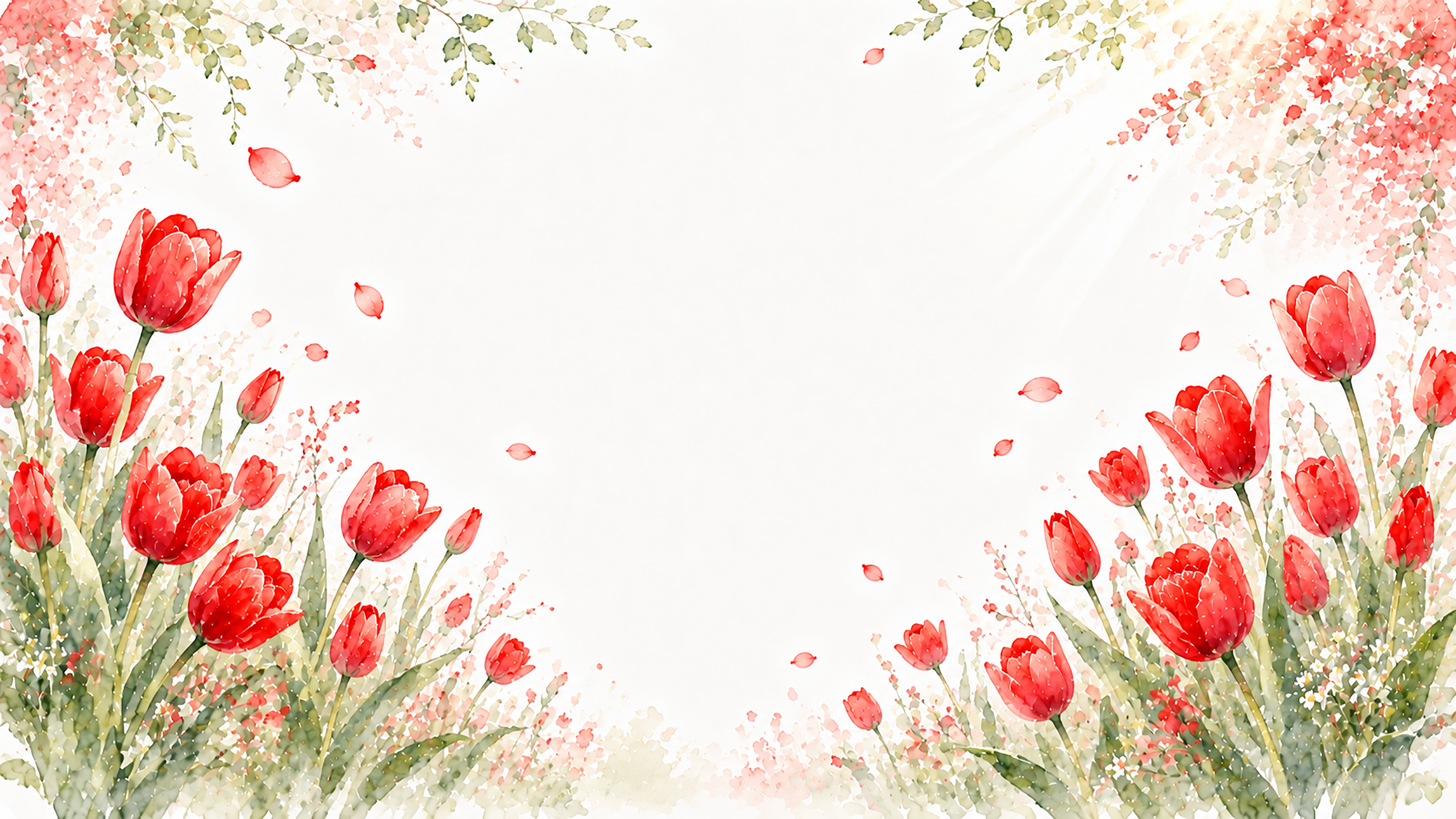 レッドチューリップ背景・フレーム【無料・高画質PNG】春を彩る花イラスト93423に写真・文字を入れる