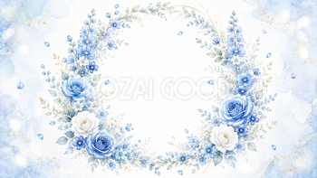ブルーリース背景・フレーム【無料・高画質PNG】93457
