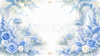 ブルーフラワーガーデン背景・フレーム【無料・高画質PNG】93460
