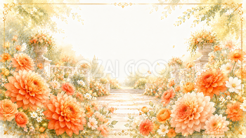 ダリアガーデン背景｜無料・高画質PNG背景・フレーム93477
