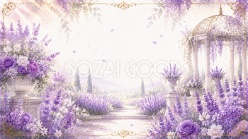 ラベンダーガーデン背景・フレーム【無料・高画質PNG】93490