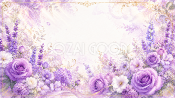 パープルフラワー背景・フレーム【無料・高画質PNG】93492