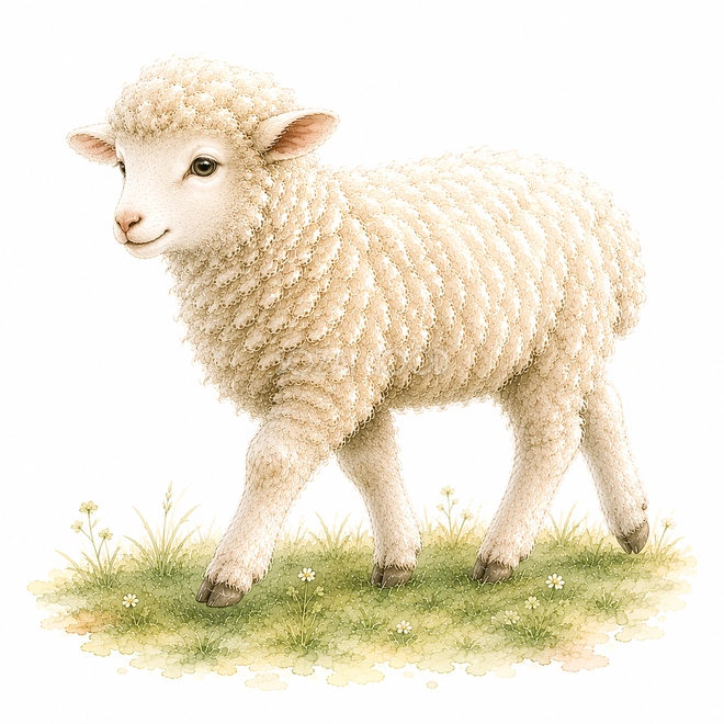 歩く羊イラスト【無料・高画質PNG】93501