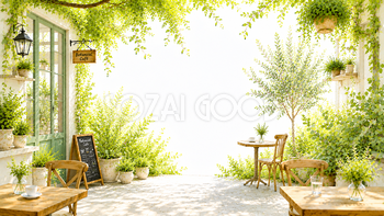 ボタニカルカフェ背景【無料PNG】高画質・ナチュラルカフェ素材93526