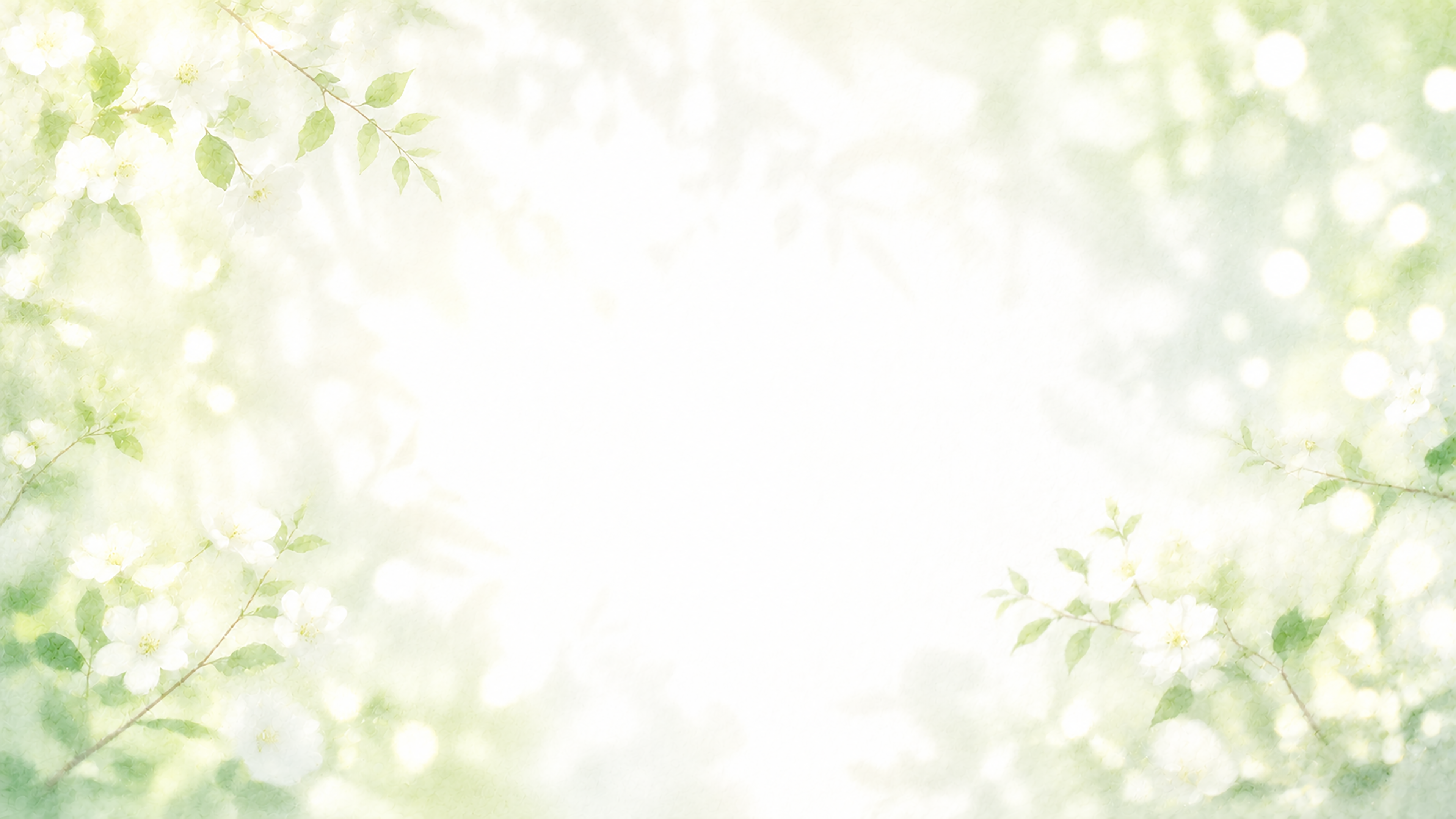 白花と木漏れ日の背景素材【無料PNG】ボタニカル・玉ボケ93565に写真・文字を入れる