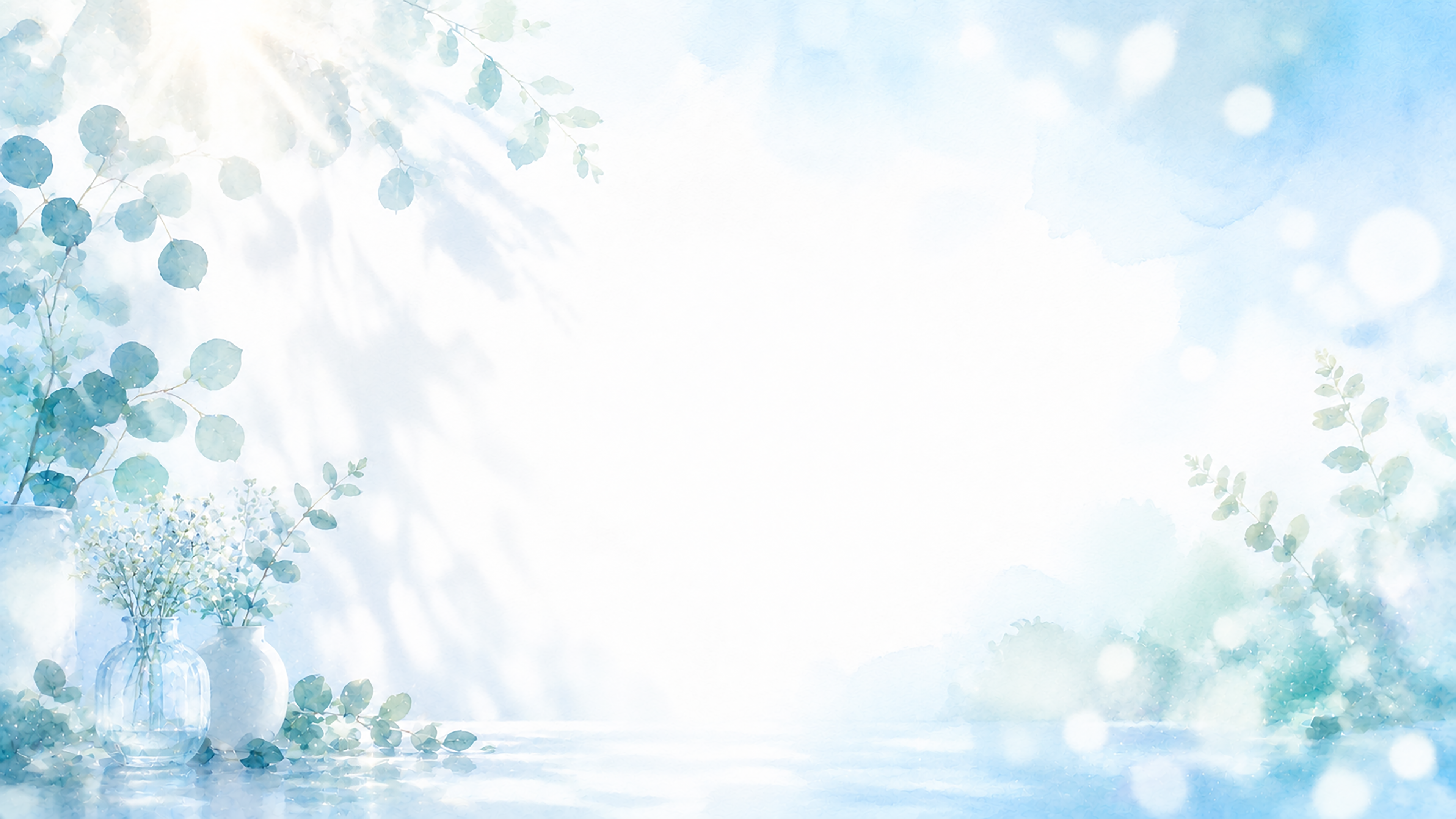 Blue Botanical Light 背景素材【無料PNG】北欧風ボタニカルと青い光93576に写真・文字を入れる