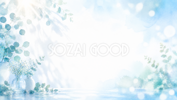 Blue Botanical Light 背景素材【無料PNG】北欧風ボタニカルと青い光93576