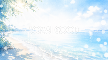 Ocean Breeze Light 背景素材【無料PNG】海辺と青空の爽やか背景93577