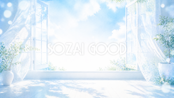 Sky Window 背景素材【無料PNG】青空が広がる窓辺の光背景93578