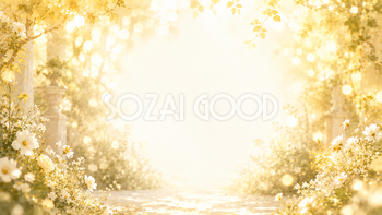 Golden Bokeh Garden 背景素材【無料PNG】黄金色の玉ボケと庭園背景93588
