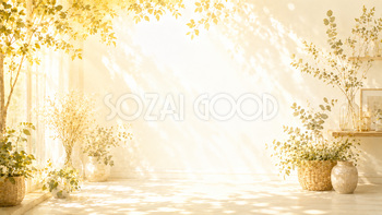Golden Botanical Light 背景素材【無料PNG】ボタニカルと黄金色の光背景93590