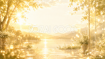 Premium Golden Masterpiece 背景素材【無料PNG】黄金色の光に包まれる背景93596
