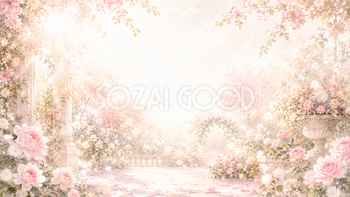 ローズガーデン背景素材【無料PNG】Rose Garden Light93599