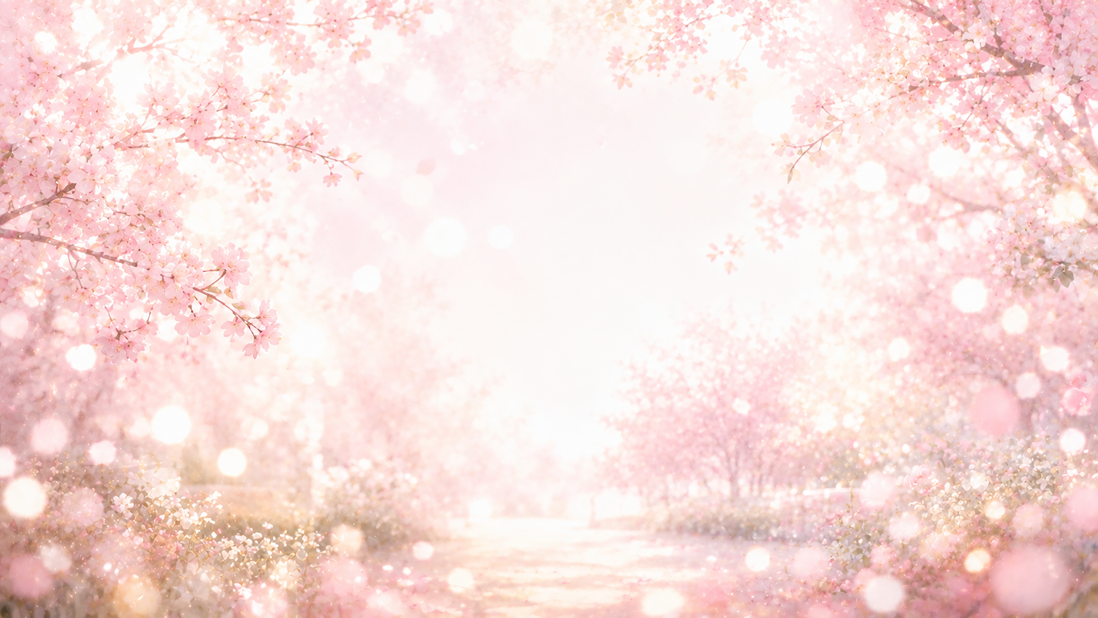 桜の玉ボケ背景素材【無料PNG】Cherry Bokeh Garden93601に写真・文字を入れる