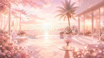 Luxury Pink Resort 背景素材【無料PNG】93602