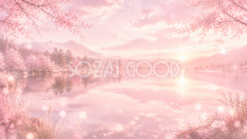 Pink Lake Reflection 背景素材【無料PNG】93605